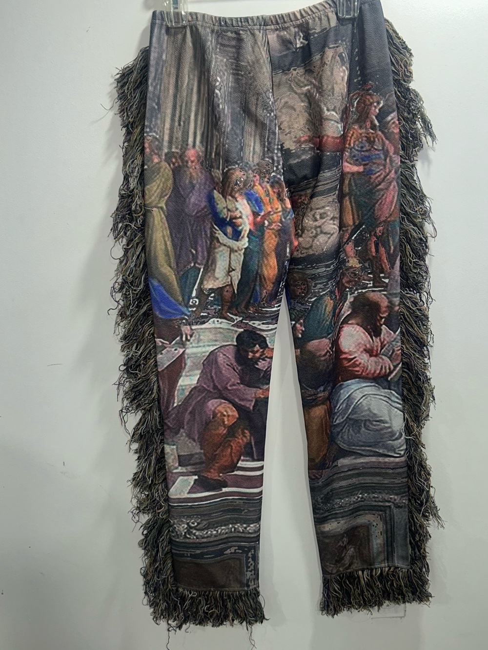 Art Print Fringe Tapestry Pants in Multicolor - Picture 3 of 3